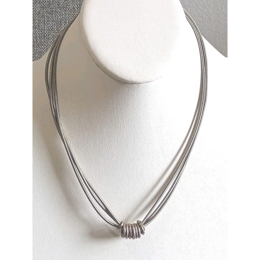 Sterling Silver Rings & Closure On Silver Tone Piano Spring Vintage Necklace